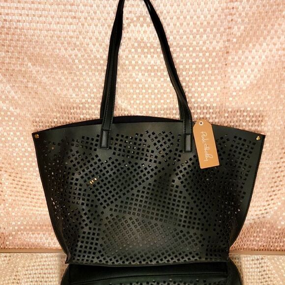 Pink Haley Black Mesh tote bag with a matching crossbody bag - Picture 8 of 16